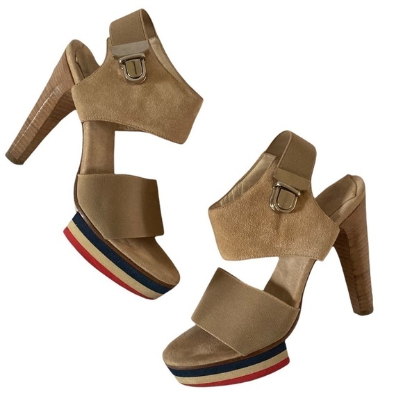 Dusica Dusica Suede Sandals Tri color Platform High Heels Made in Italy - Picture 10 of 10